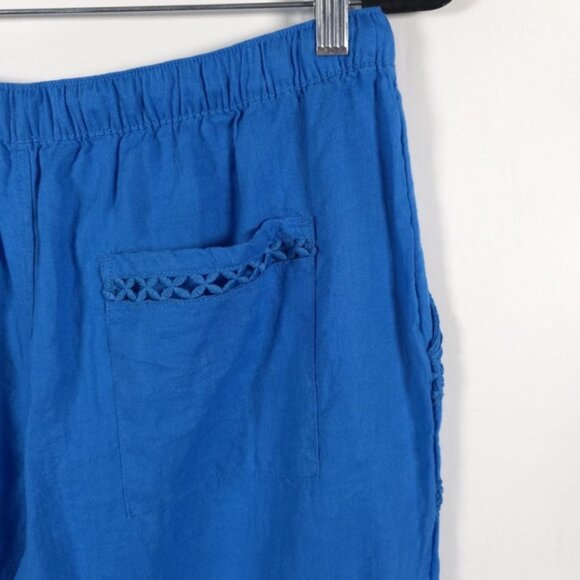 NWT JOIE 100% LINEN Wide Leg Elastic Waist Drawstring Embroidered Pants MEDIUM - Picture 10 of 12